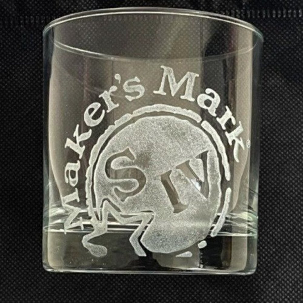 Maker’s Mark S IV engraved bourbon glass 8 ounce lowball